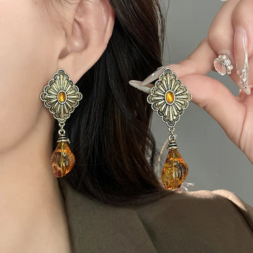 DAIIIBABYYY  -  Geometric rhombus earrings palace style fashionable design earrings